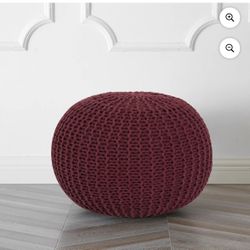 Urban Shop Round Solid Print Polyester Pouf, Re Dimensions: 18" W x 15" H