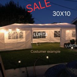 10x30 White Gazebo Wedding Party Tent Canopy With 6 Windows & 2 Sidewalls -8 (FOR SALE)