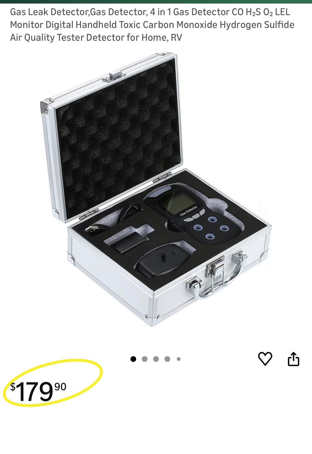 Gas Leak Detector,Gas Detector, 4 in 1 Gas Detector CO H₂S O₂ LEL Monitor Digital Handheld Toxic Carbon Monoxide Hydrogen Sulfide Air Quality Tester D