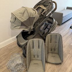 Nuna Demi Grow Double Stroller - Includes Sibling Chair (original Total Price $1200) 