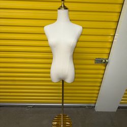 Female Mannequin Torso Dress Form Adjustable Stand Metal Base Beige Gold
