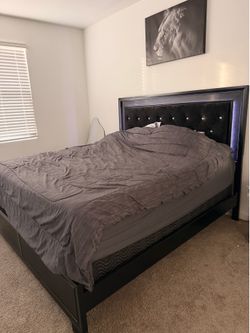 King size bed frame w/ two bed side tables