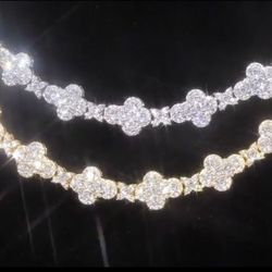 Moissanite Cross & Star Tennis Bracelet 8inch Gold Plated Solid 925 Passes Tester!