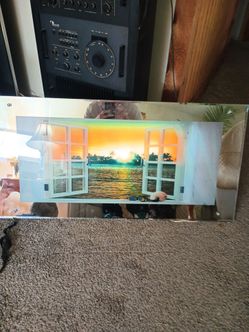 Mirrored Wall Art Tropical Sunset Window Print