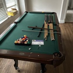 Pool Table All The Balls And 8 Sticks 250