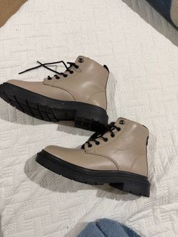 Levi’s Beige Lace-Up Combat Ankle Boots