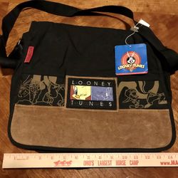 New Vintage 1997 Warner Brothers Looney Tunes Tweety Bird Black Book/Laptop Bag