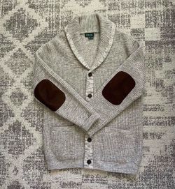 Orvis Men’s Shawl Collar Cardigan Sweater Size Medium – Chunky Knit Wool Blend