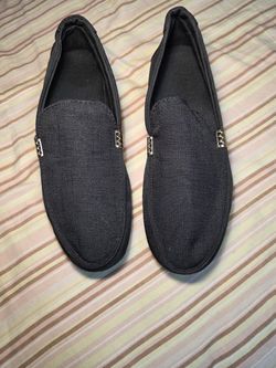 Black Slip-On Loafers with Gold Detail