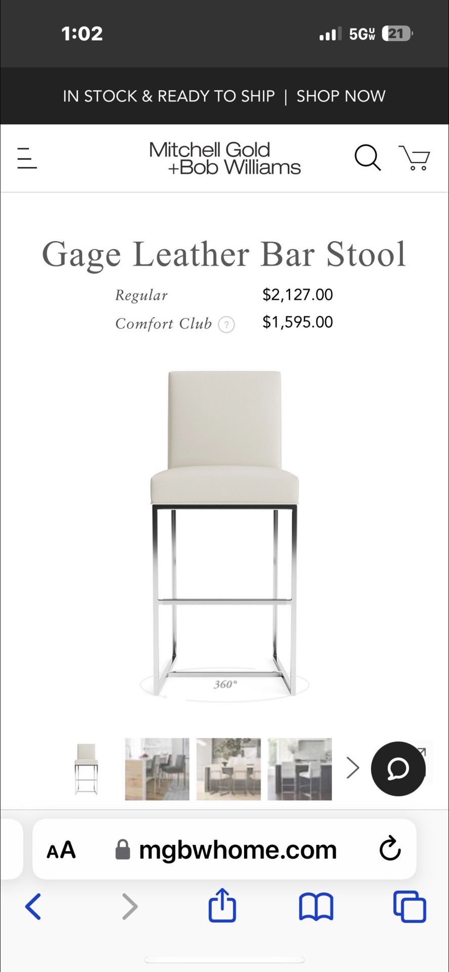 Mitchell Gold Bob Williams Bar Stools
