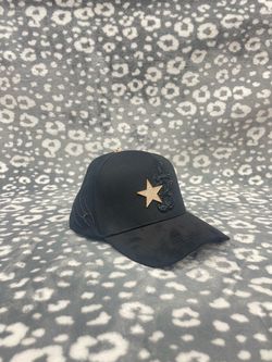 Black Baseball Cap with Gold Star Emblem