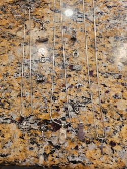 STERLING SILVER NECKLACE AND PENDANT/ CHARMS - Great Gifts !!