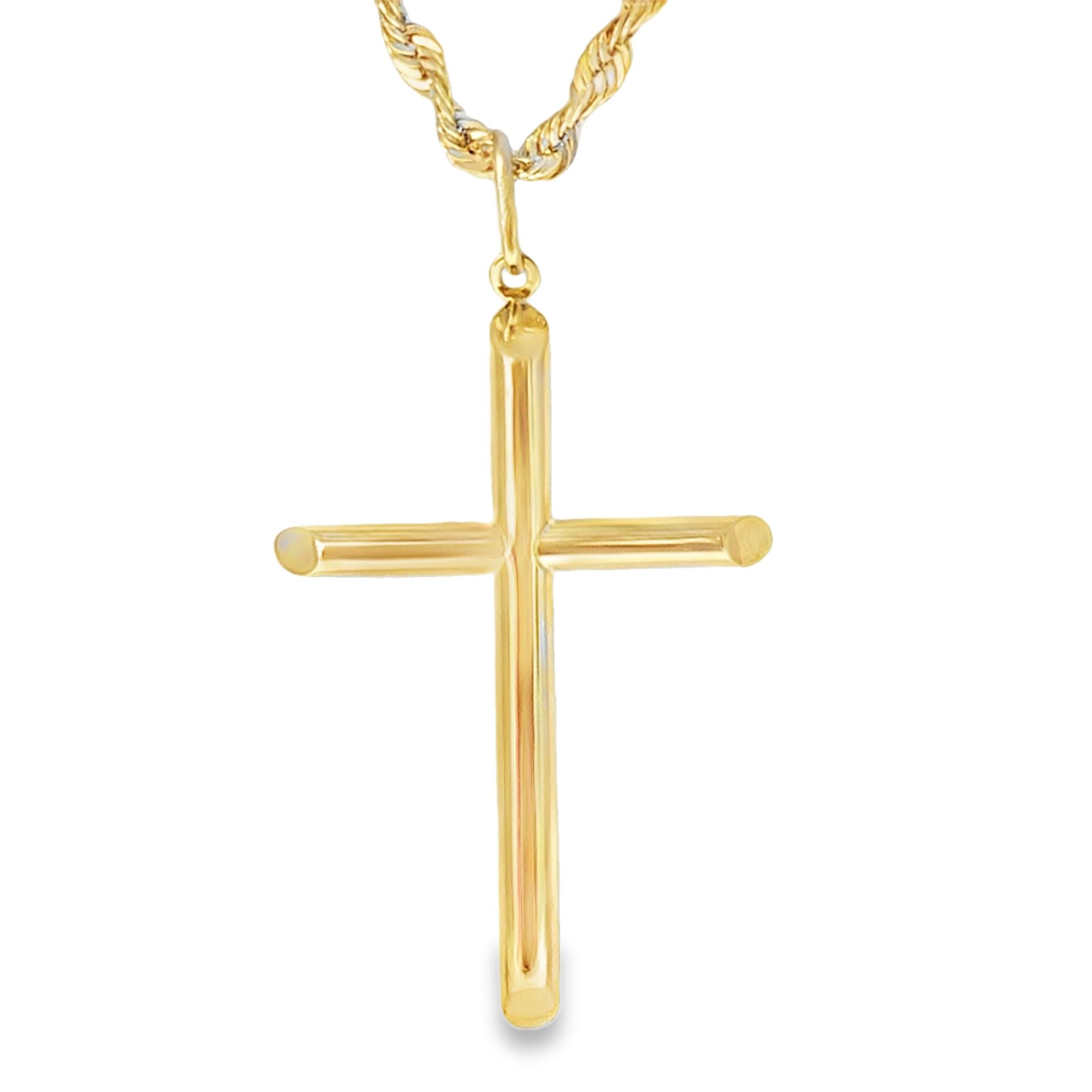 10k Yellow Gold Cross Charm Necklace
