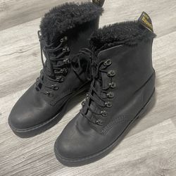 Dr. Martens Leona Fur Lined Heeled Platform Boots 