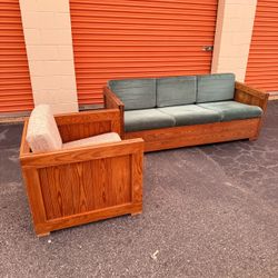Free Delivery - Coastal Wood Sofa and Chair Couch Set
