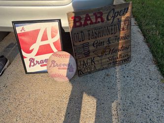 Atlanta Braves Framed Print and Bar Sign Set