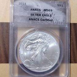 2014 Silver Eagle Dollar Graded MS69