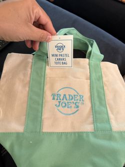 Mini pastel canvas tote bag green Easter