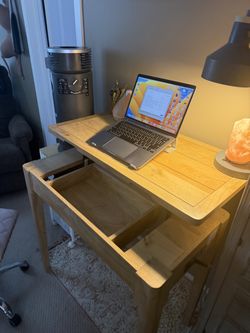 Beautiful all wood desk- transitions from sitting to standing desk.