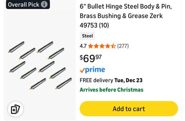 6” Bullet Hinge Steel Body & Pin Brass Bushing & Grease Zerk 49753 (10)