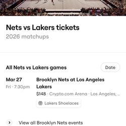 Lakers Vs Nets March 27th. 2Tickets 