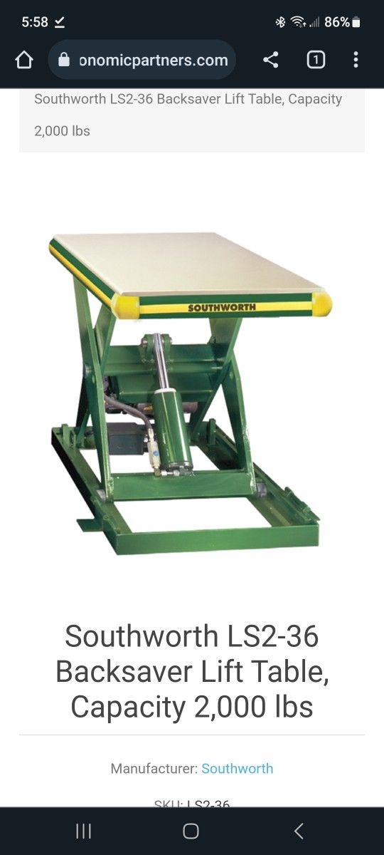 2 1000lb Hydraulic Lift Tables