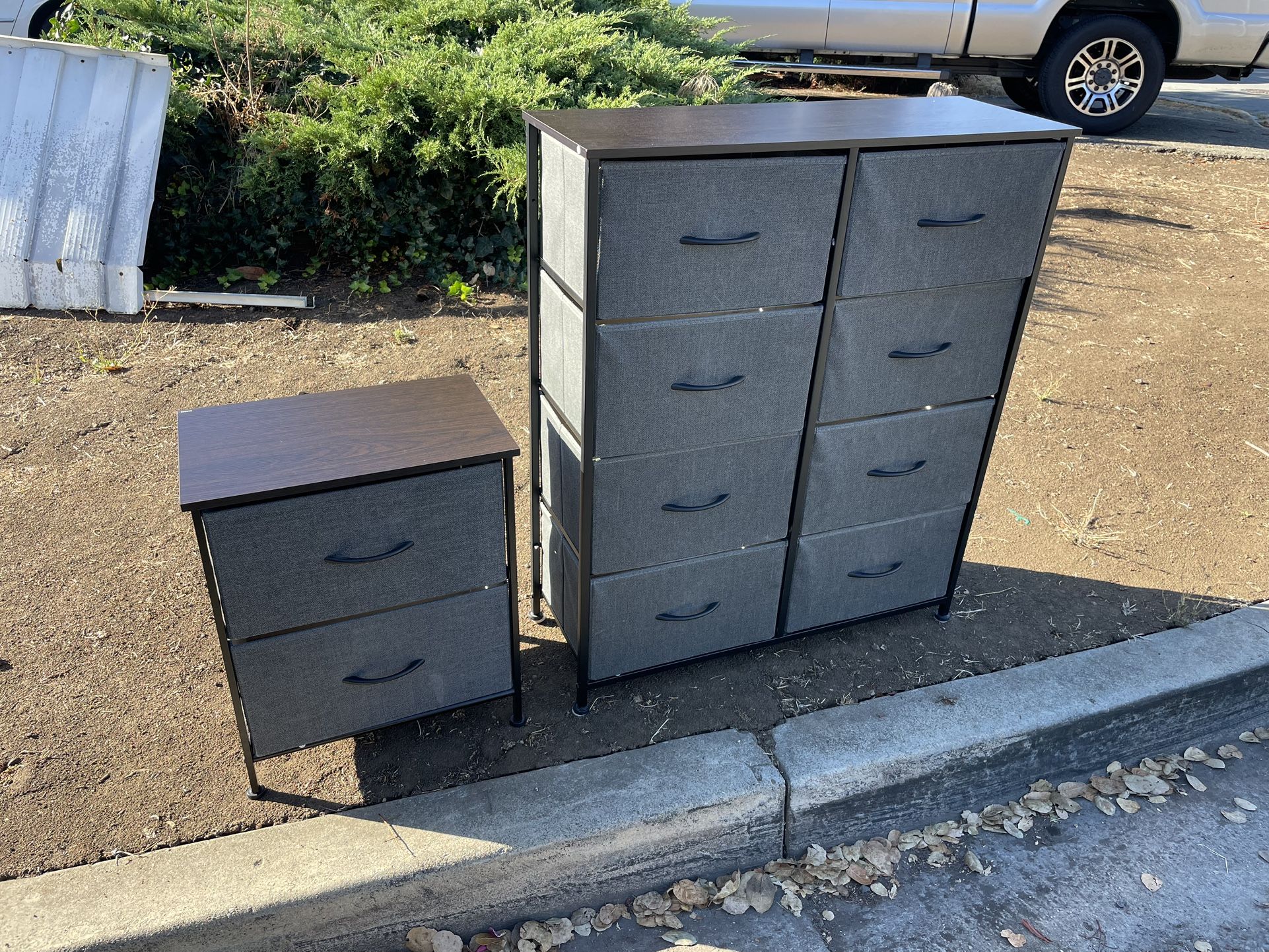 Fabric dresser, and side table