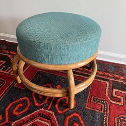 Vintage Bamboo Foot Stool  Seating Upholstered 