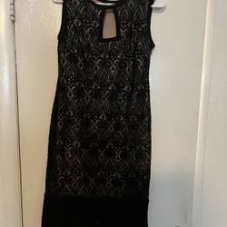 Cocktail Black Dress W Gold Lining 