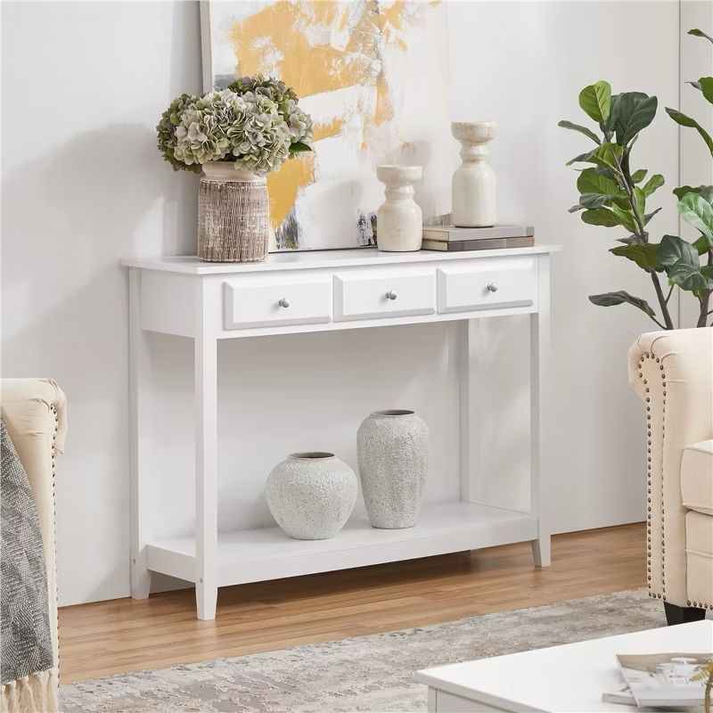 3-Drawer Console Table with Storage Shelf