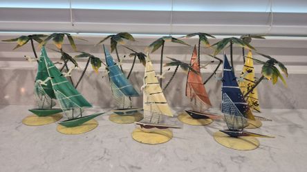Metal Sailboat table decoration, 7 count
