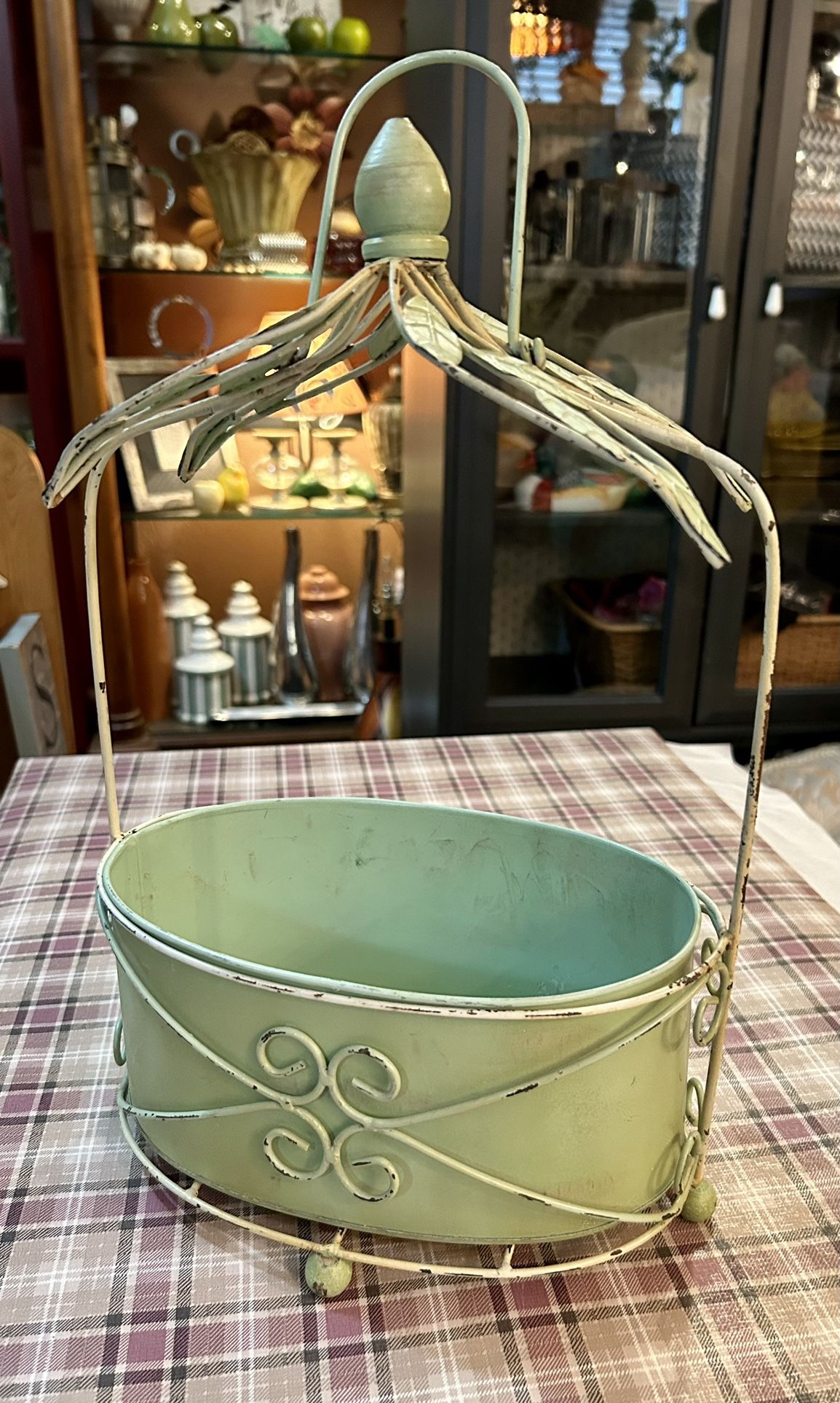 Green Metal Vintage Planter