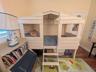 Kids Beach Cabin Twin Rustic Sand House Loft Bed - Real Pine Wood $400