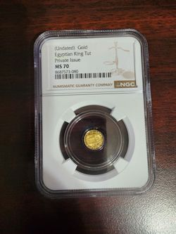 Gold Egyptian King Tut Private Issue MS70 1/200th Oz Gold