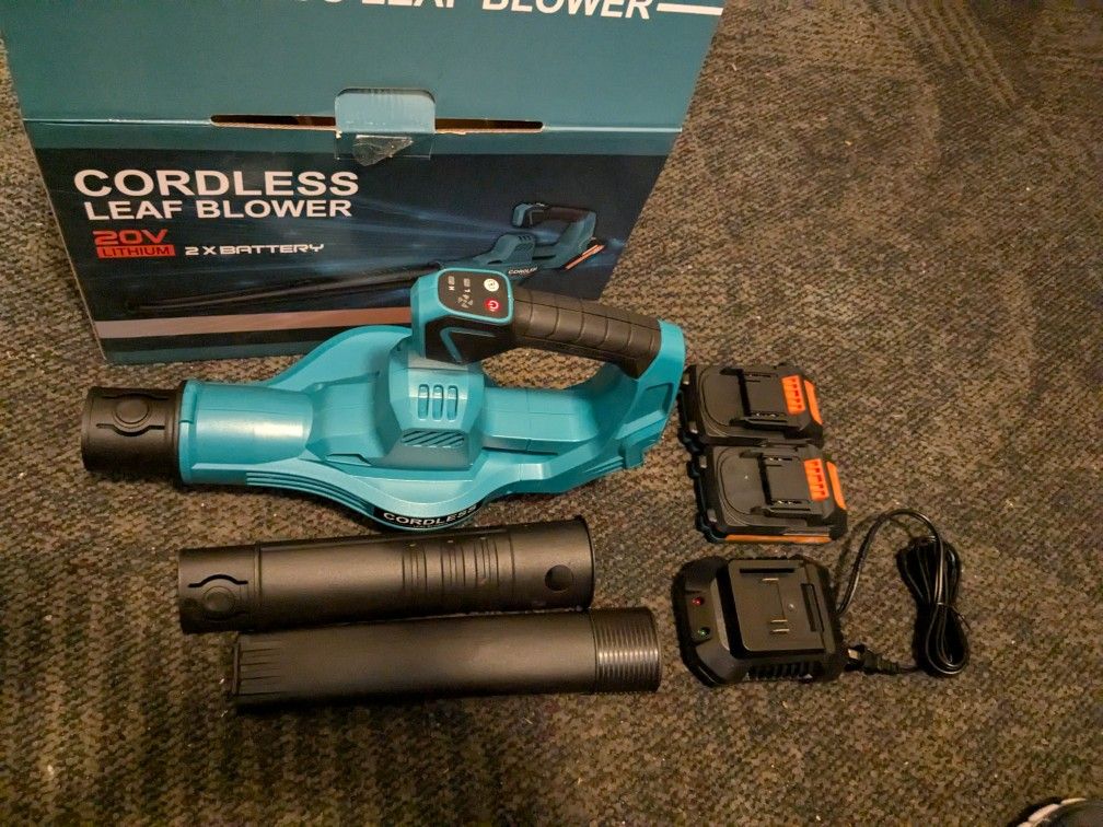 Cordless Leaf Blower 20v Lithium 2x Battery