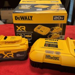 Brand New 2025 Dewalt 20V MAX XR POWER-Pack Lithium-Ion 8.0Ah Battery And Charger 