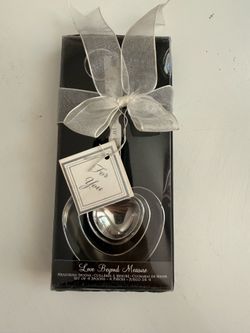 Aspen "Love Beyond Measure" Stainless-Steel Heart Shaped Measuring Spoons Set Baby Shower Favors with Cute Sayings, Baby Shower Game Winners Guest Pri