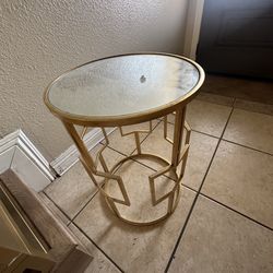 Glass top and gold trim end tables