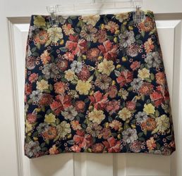 LOFT Multicolor Floral Tapestry Mini Skirt 8