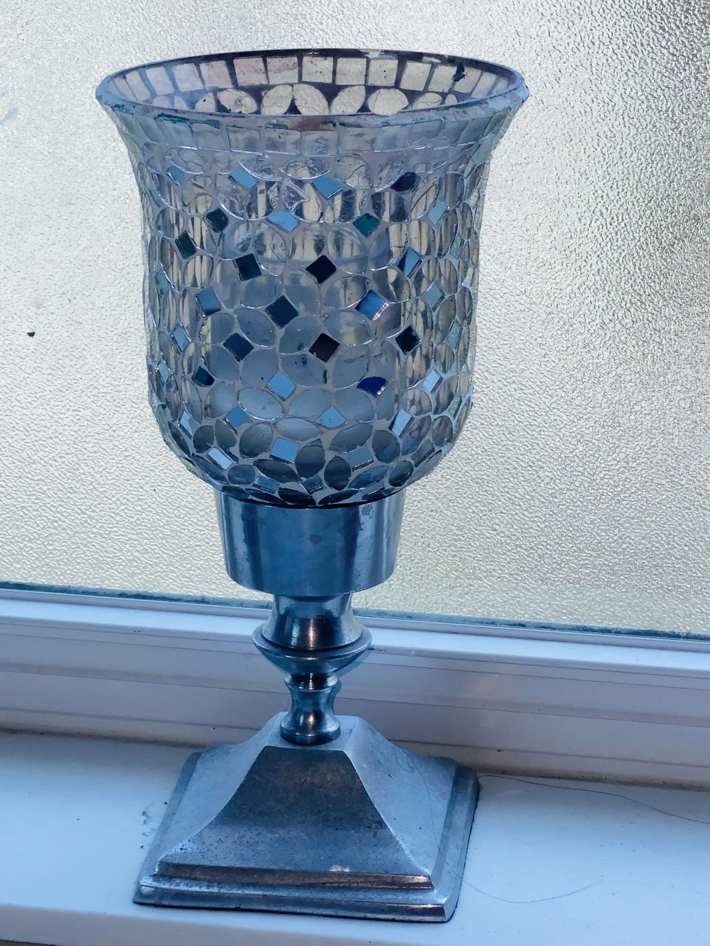 Mirrored & Silver Candle Holder  