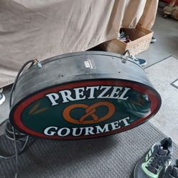 Large commercial double sided lighted soft pretzel sign