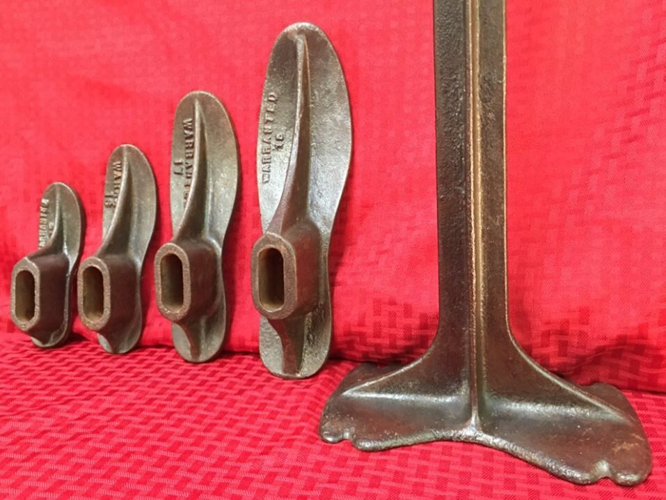 Antique Cast Iron "Warranted" Cobbler Shoe Forms 15, 16, 17, 18