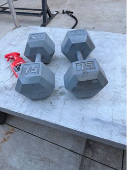 75 pounds hex dumbbells