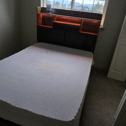 Full Size Purple Matress With Bed Frame