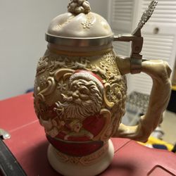 Christmas lidded beer stein