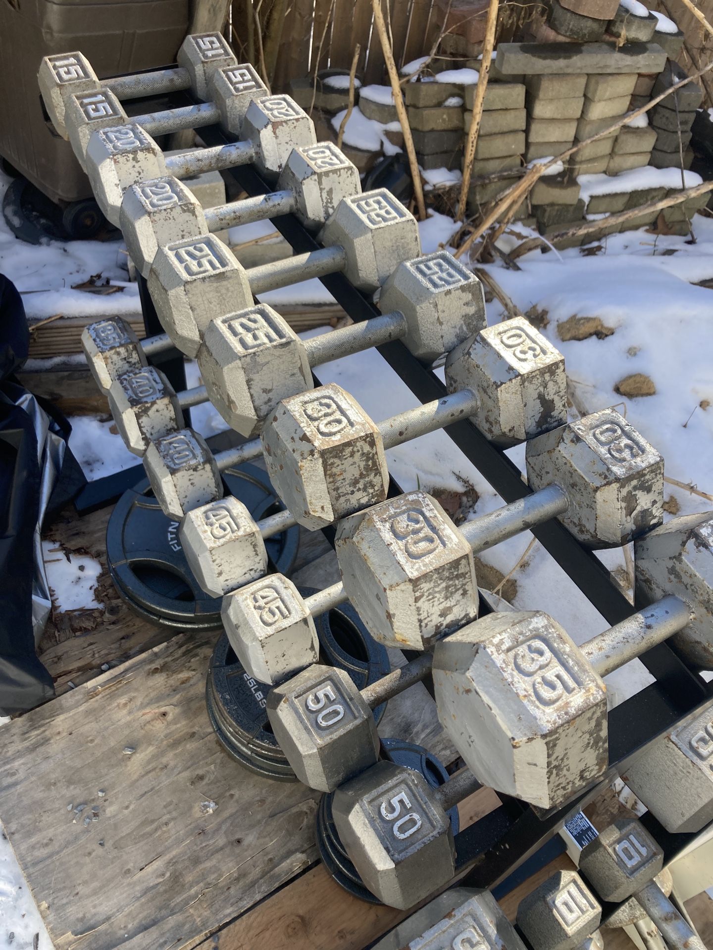 Steel Hex 10-50 Complete Set Of 9 Pairs Of Dumbbells