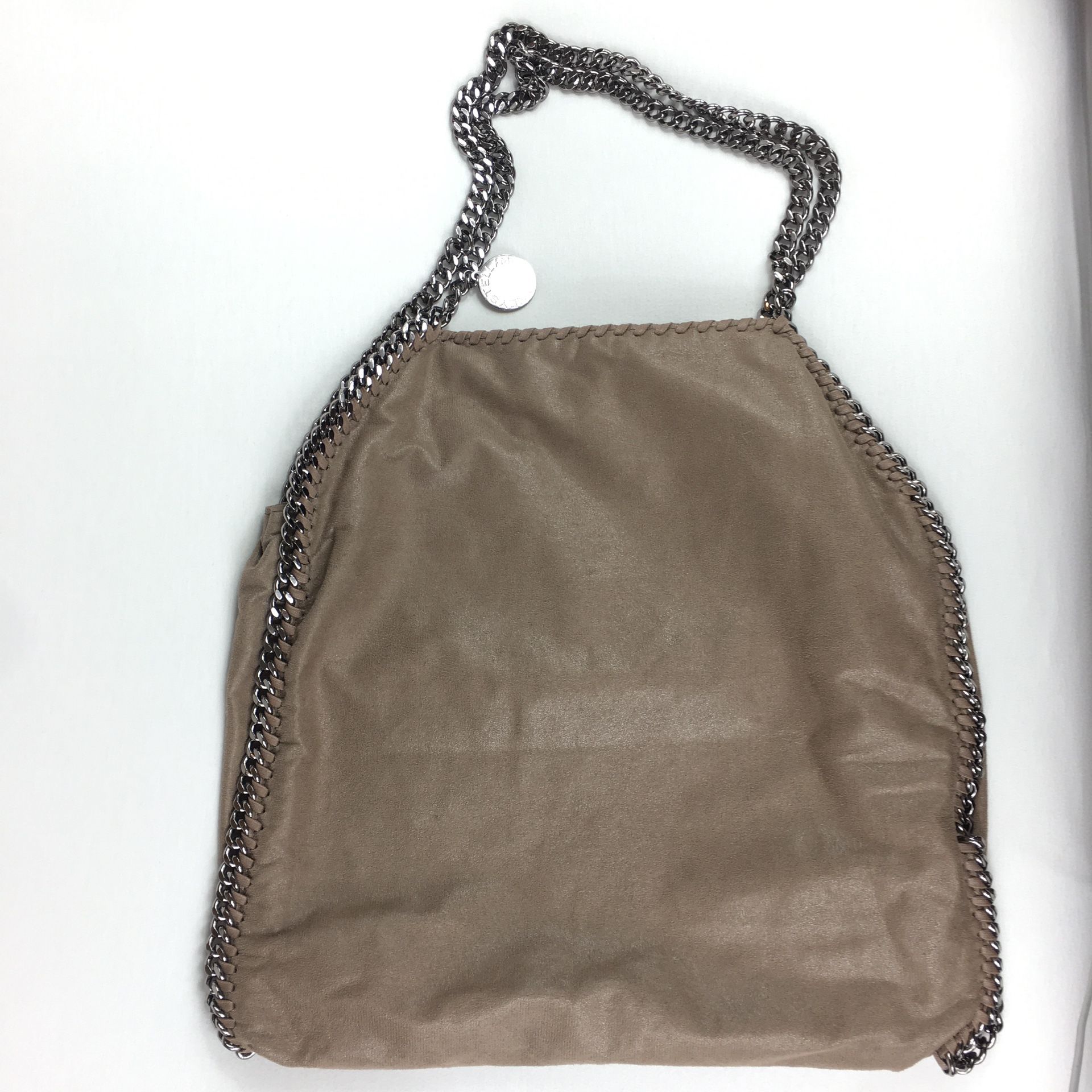 Falabella Shaggy deer beige large tote bag purse heavy chain metal handles
