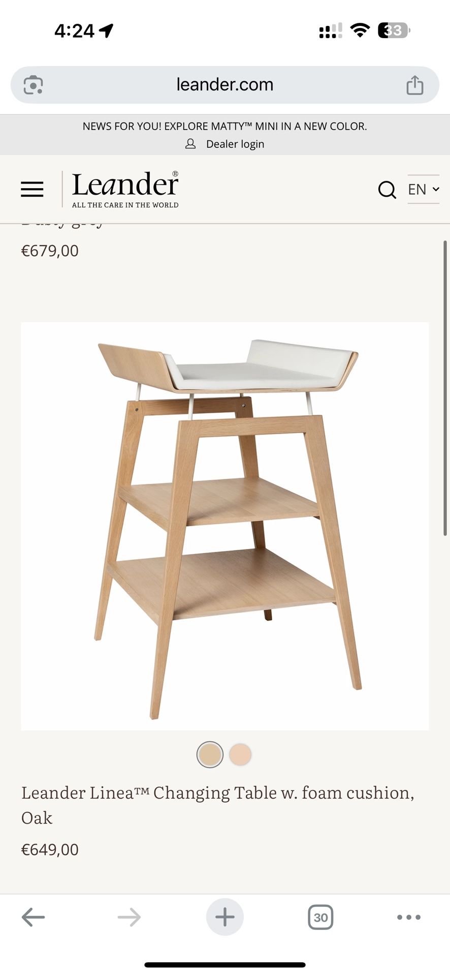 European brand Leander Changing table
