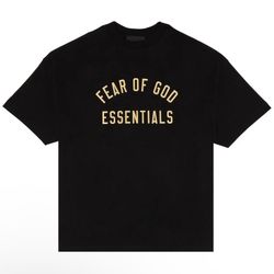 Fear Of God Essentials Jersey Short Sleeve Crewneck Tee | Black/Gold | Size Small | Brand New