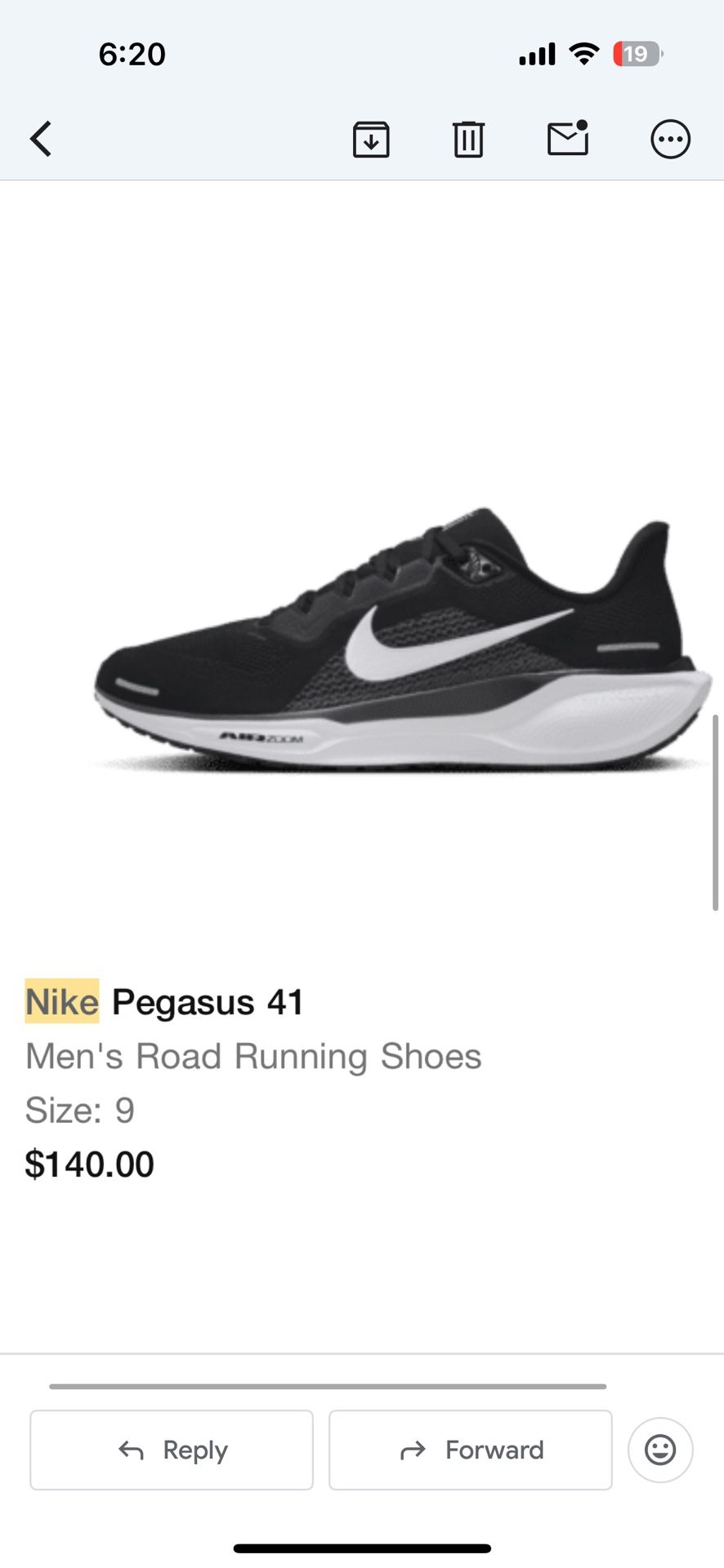 Nike Pegasus Black -Men Size 9